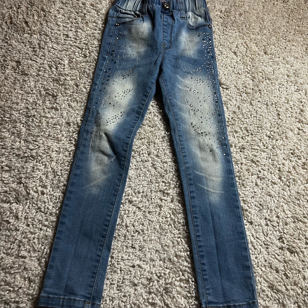 GIRLS MAE LI ROSE BEAUTIFUL SKINNY PULL ON JEANS SIZE 6X - Picture 2 of 16